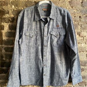 Patagonia Longsleeve Western Snap Shirt Mens L Grey/ Blue Hemp Chambray Allagash